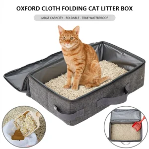 Foldable Outdoor Cat Litter Box Oxford Cloth Rectangular Travel Kitten Puppy Toilets Portable Waterproof with Shovel Pet Product