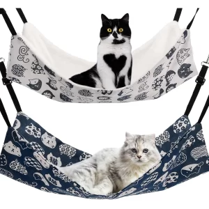 Pet Cat Hanging Hammock Soft Breathable Pet Cage Hammock with Adjustable Straps and Metal Hooks Soft Bed Sleeping for Cat Ferret